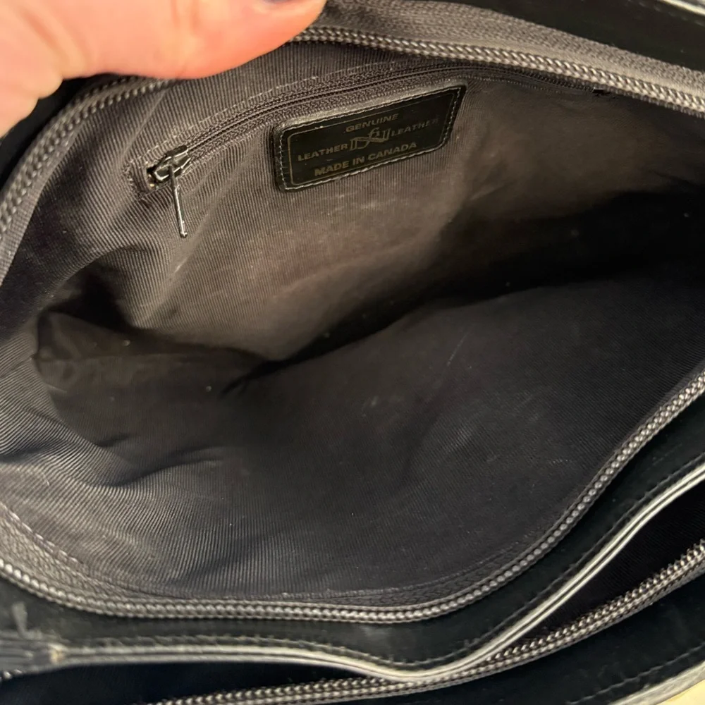 Vintage Black Epi Leather Structured Top Handle Bag Made in Canada Minimalist - Picture 11 of 17